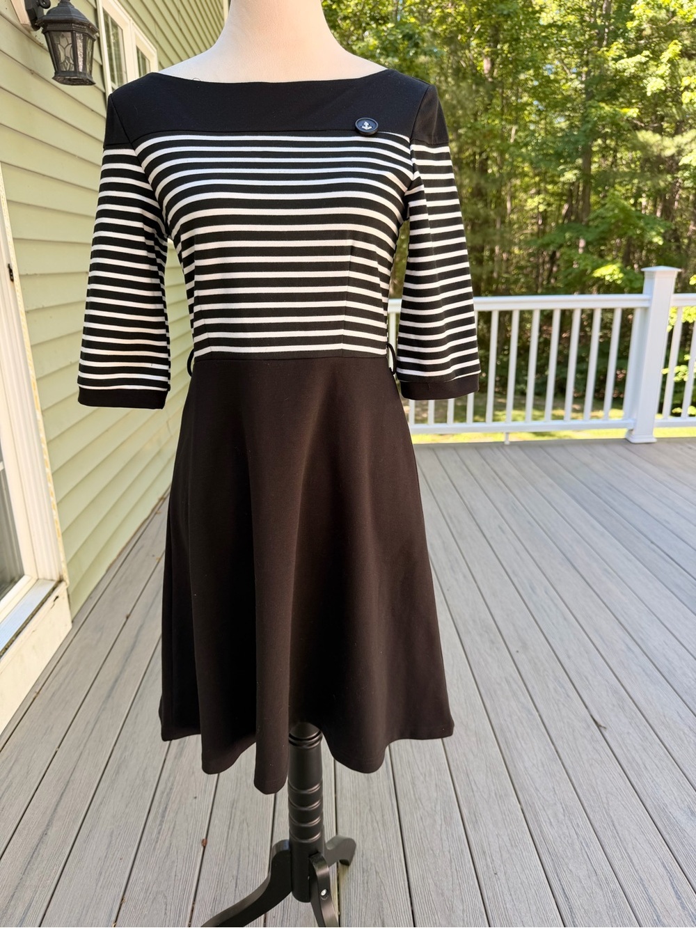 Tatiana & Natouchi Medium NWT Striped Black & White Fit-and-Flare Dress Anchor